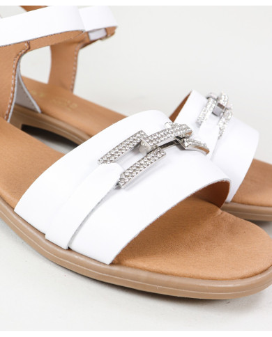 Ginova Women's Sandals with Strip Decorated with Chain