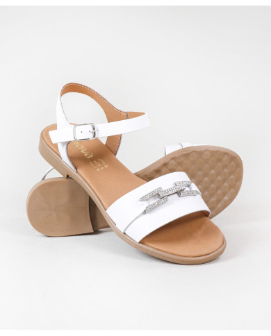 Ginova Women's Sandals with Strip Decorated with Chain