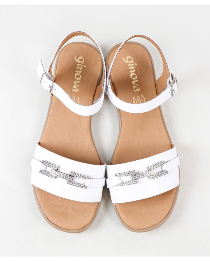 Ginova Women's Sandals with Strip Decorated with Chain