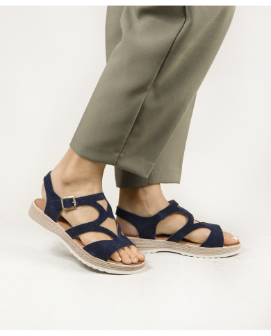 Sandalias femeninas compensadas con tira de agarre