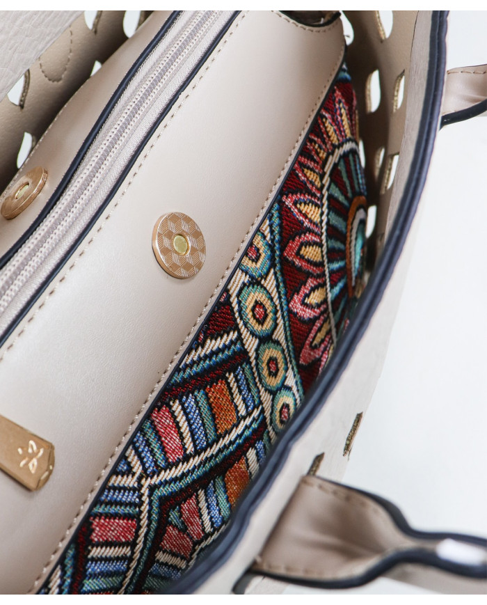 Perforated Women's Bag with Interior Necessaire