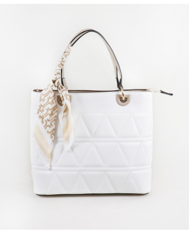 Perforated Women's Bag with Decorative Scarf