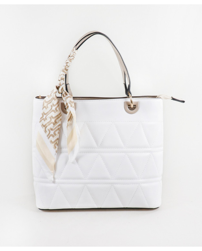 Perforated Women's Bag with Decorative Scarf
