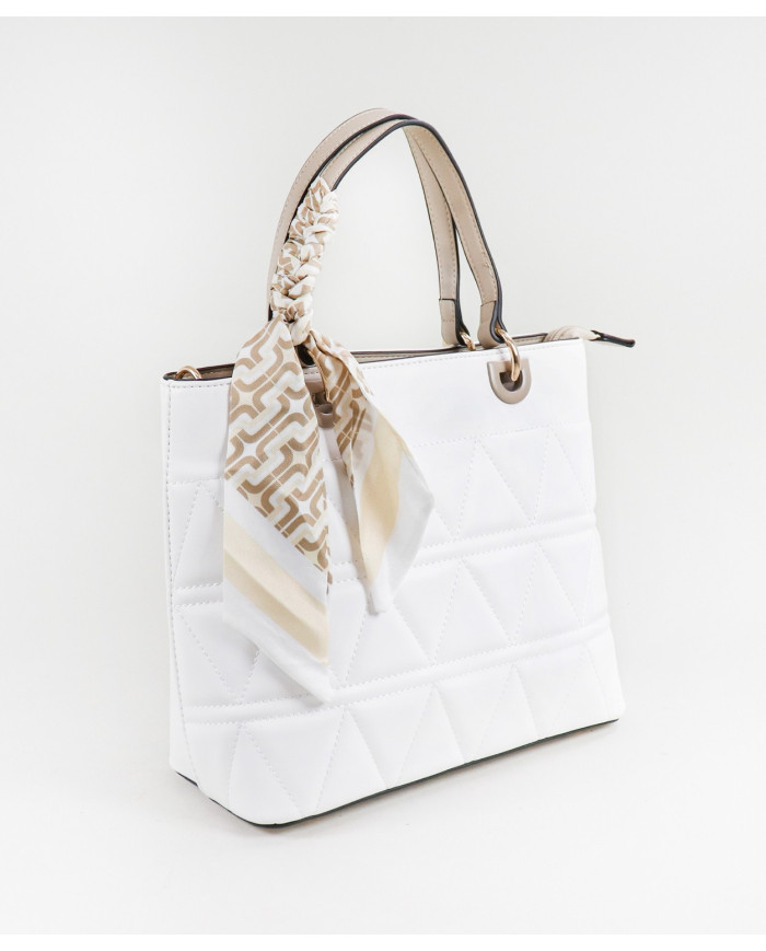 Perforated Women's Bag with Decorative Scarf