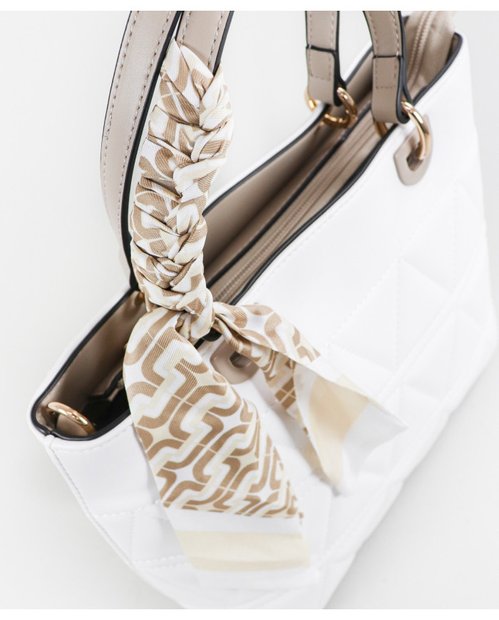 Perforated Women's Bag with Decorative Scarf