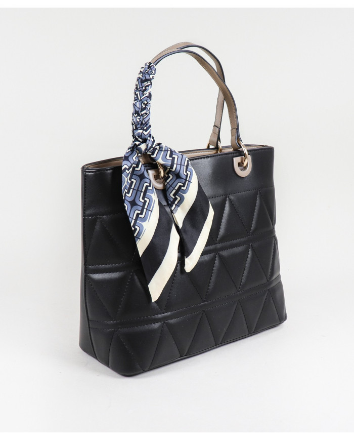 Perforated Women's Bag with Decorative Scarf