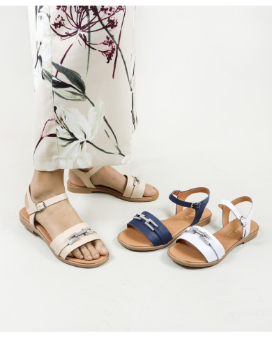 Sandalias de mujeres Ginova con raya decorado con cadena