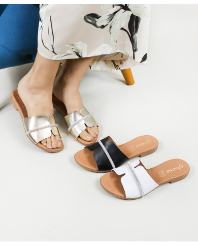 Ginova Women's Slippers with Strip Decorated