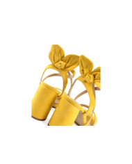 Yellow Lady Sandals with Lace Behind and Strips Ginova