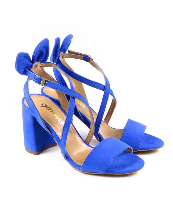 Blue Electric Lady Sandals with Laço Behind and Strips Ginova