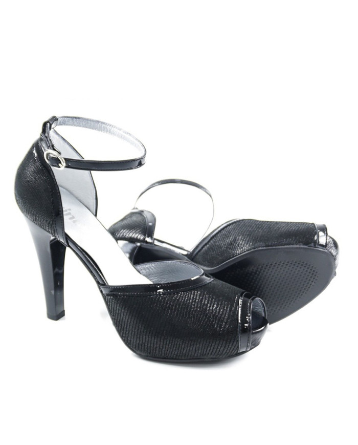 Sapatos Preto de Senhora Ginova Brilhantes