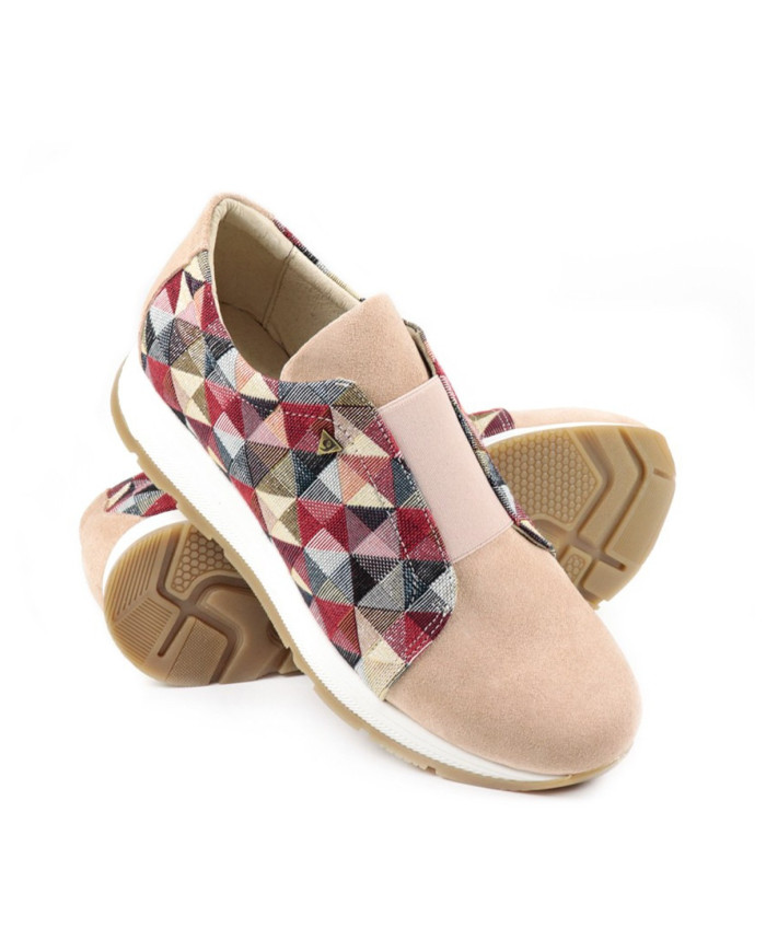 Ladies Pink Trainers with Geometric Pattern