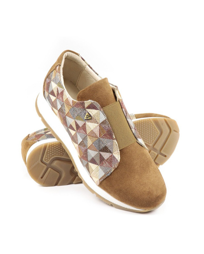 Ladies Camel Trainers with Geometric Pattern