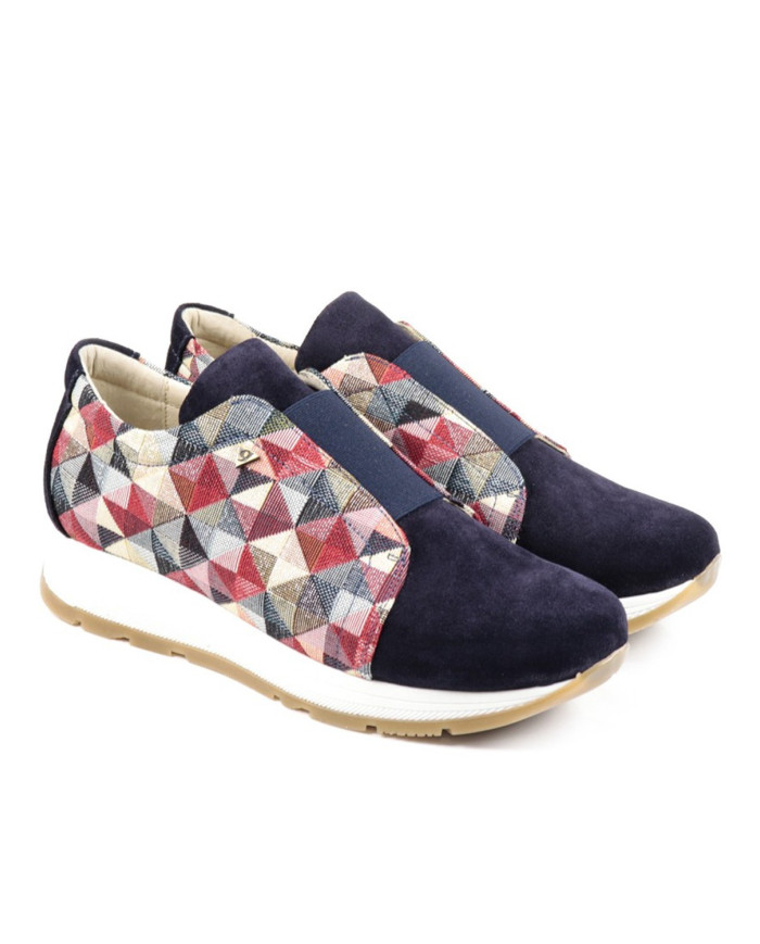 Ladies Blue Trainers with Geometric Pattern