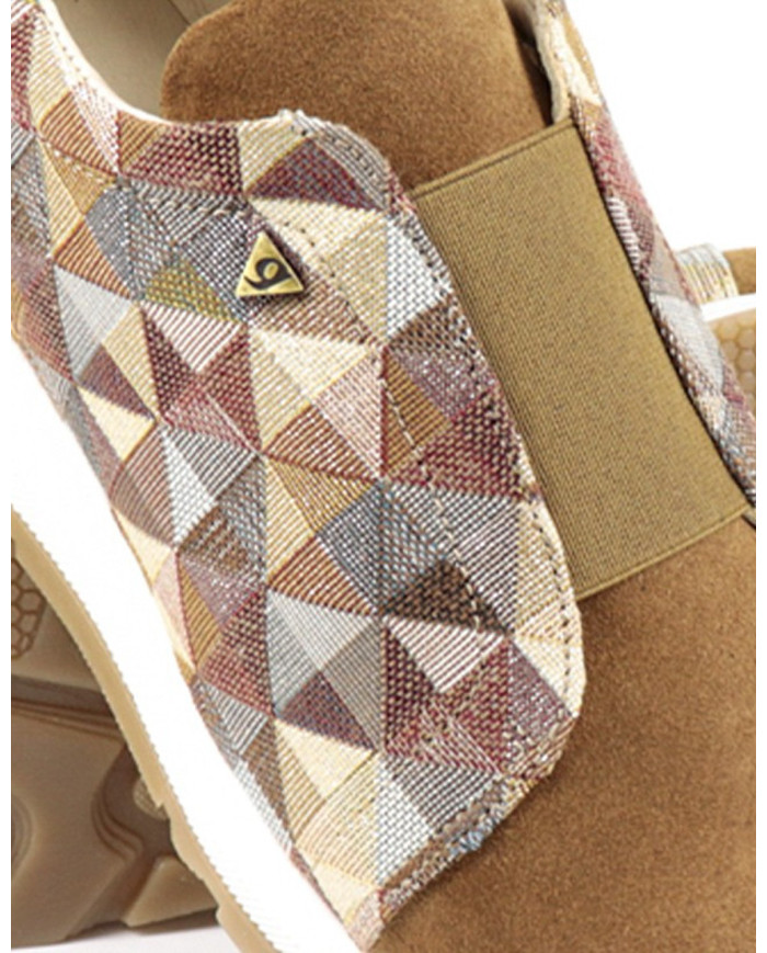 Ladies Camel Trainers with Geometric Pattern