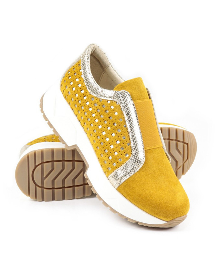 Ladies shoes Yellow Ginova with Elastic