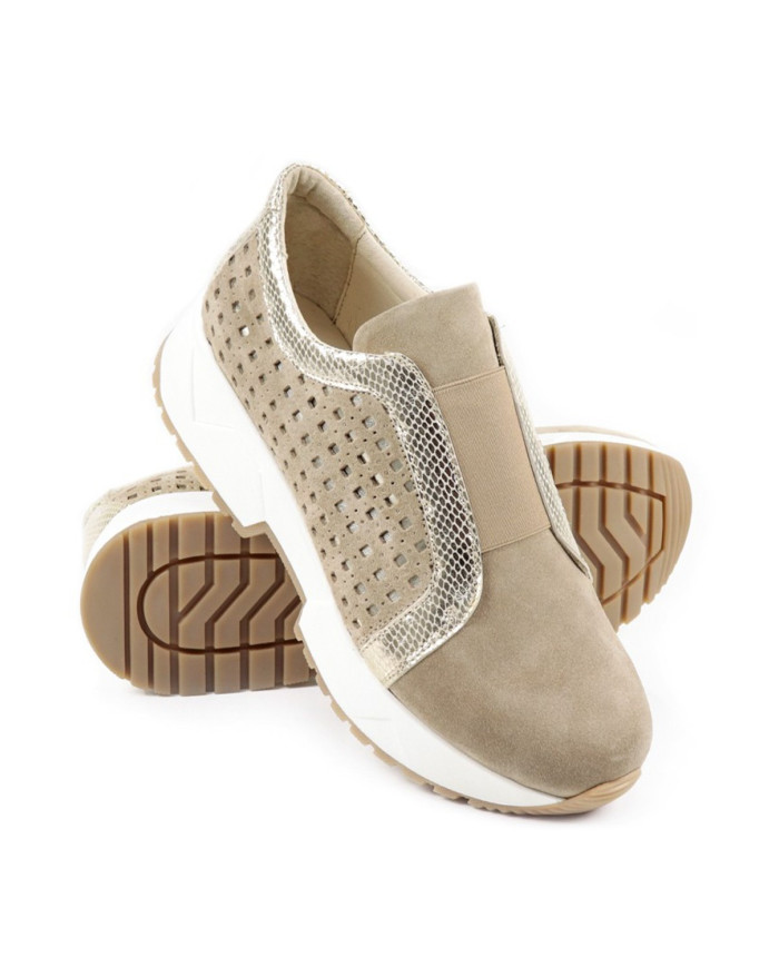Sapatos Desportivos Taupe de Senhora Ginova com Elástico