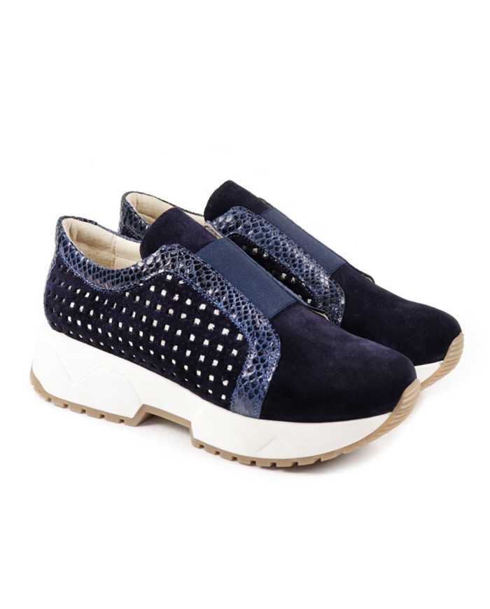 Blue Sports Shoes of Lady Ginova with Elastic