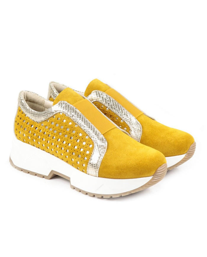 Ladies shoes Yellow Ginova with Elastic