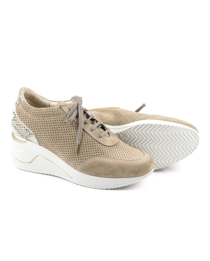 Sapato Desportivo Taupe de Senhora com Atacadores