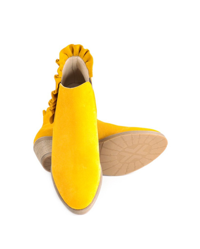 Botins Amarelos de Senhora com Folhos Ginova