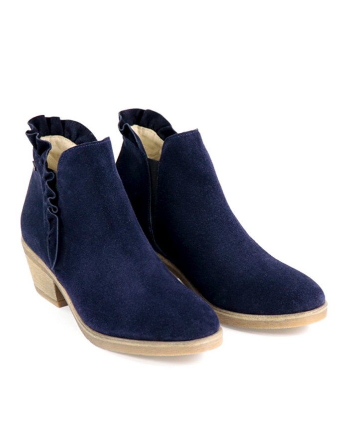 Blue Boots of Lady with Folhos Ginova