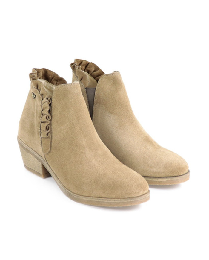 Botins Taupe de Senhora com Folhos Ginova