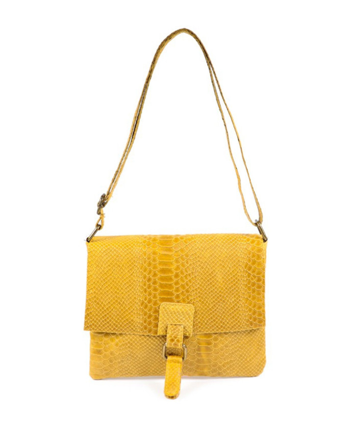 Bolsa de Crochet Lady en Croco Mostarda