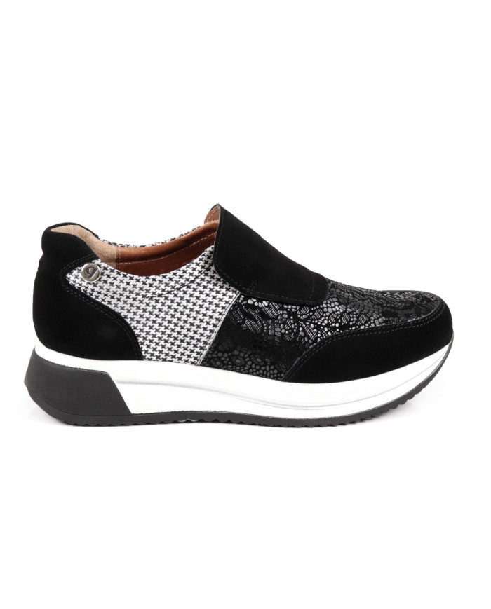 Black Ginova Woman Sneakers with Textures