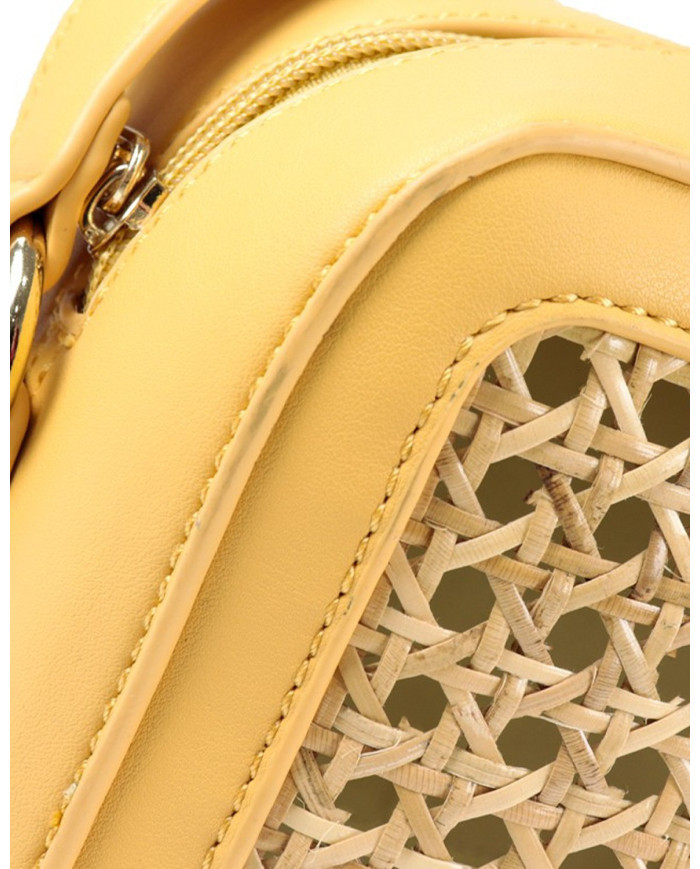 Mala de Senhora Tiracolo Amarela em Ráfia