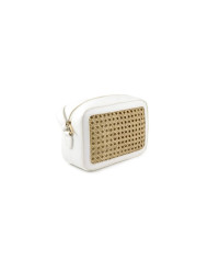 Lady's White Stripe Bag in Ráfia