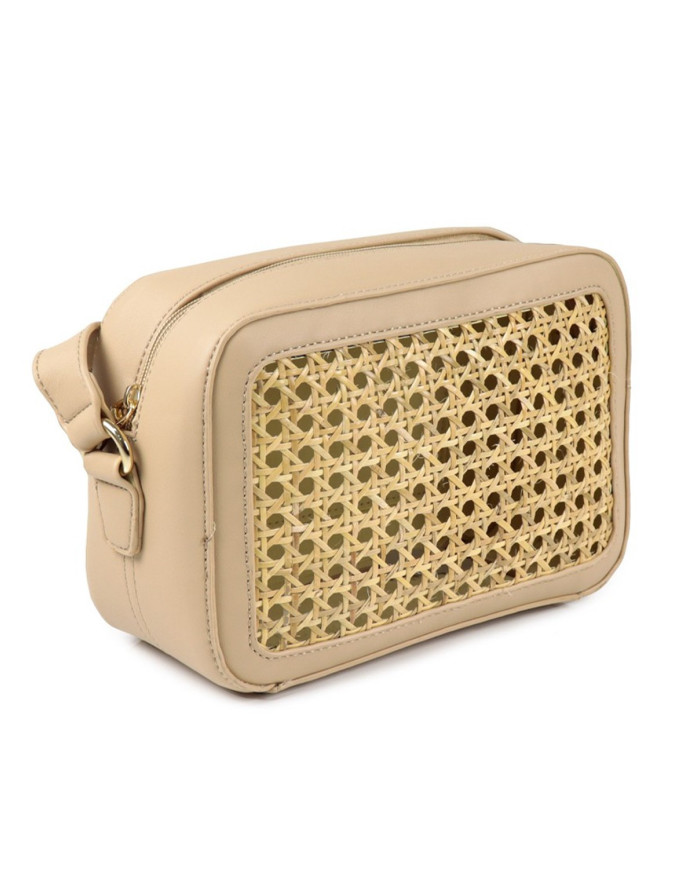 Mala de Senhora Tiracolo Taupe em Ráfia