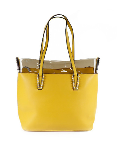 Mala Amarela de Senhora com Divisão no Interior