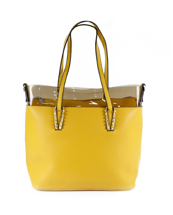 Mala Amarela de Senhora com Divisão no Interior