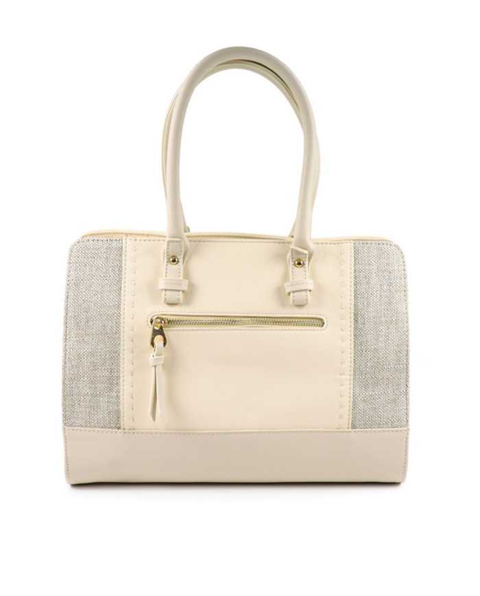Lady Beige Hand Bag with Fabric Detail