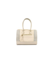 Lady Beige Hand Bag with Fabric Detail