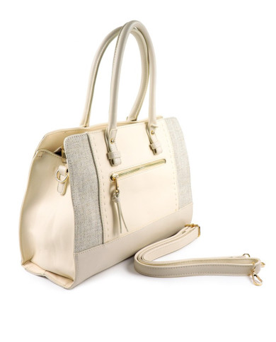 Lady Beige Hand Bag with Fabric Detail