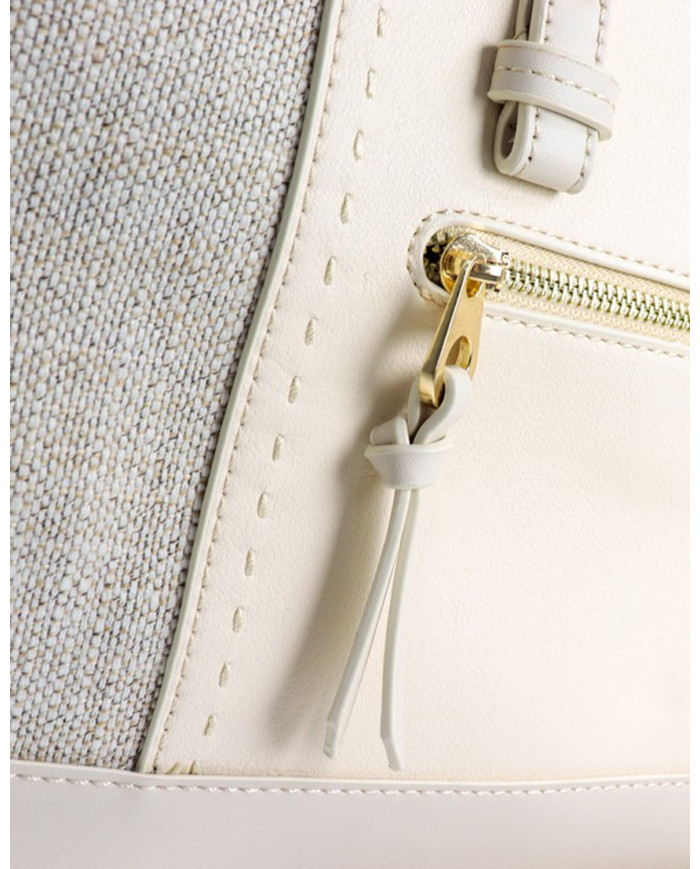 Lady Beige Hand Bag with Fabric Detail