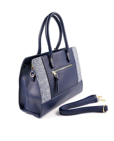 Lady Blue Hand Bag with Fabric Detail