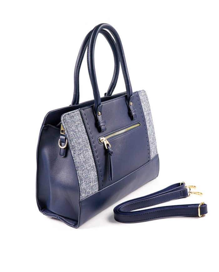 Lady Blue Hand Bag con detalle de tela