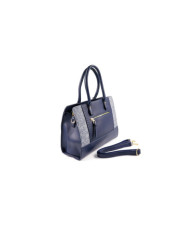 Lady Blue Hand Bag with Fabric Detail
