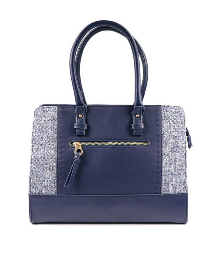 Lady Blue Hand Bag with Fabric Detail