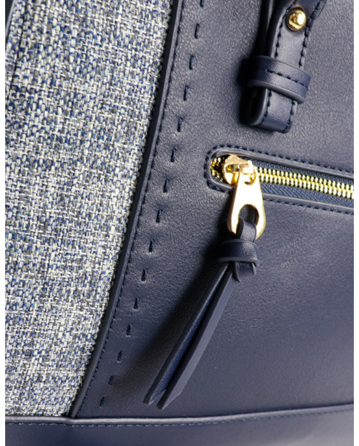 Lady Blue Hand Bag with Fabric Detail