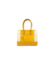 Ladies Yellow Hand Bag with Fabric Detail