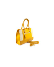 Ladies Yellow Hand Bag with Fabric Detail