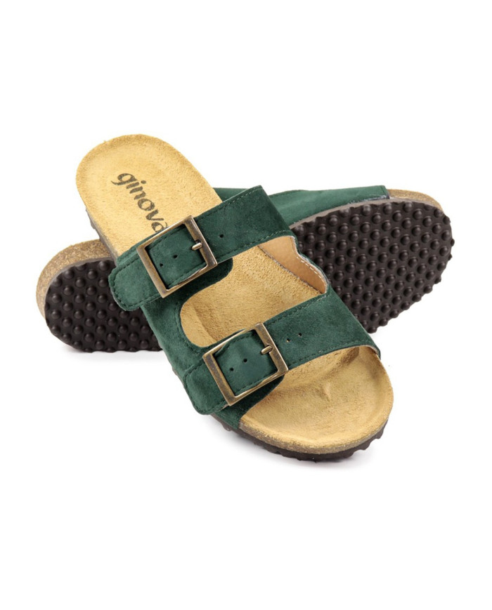 Green Lady Ginova Slippers with Anatomical Insole and Buckles