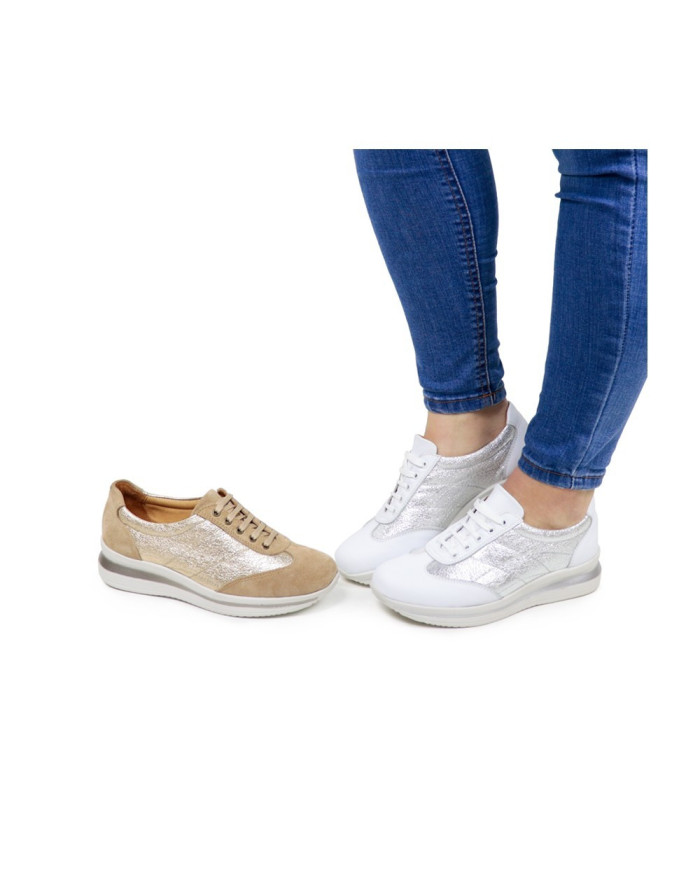 Zapatos Lady Ginova con piel metálica