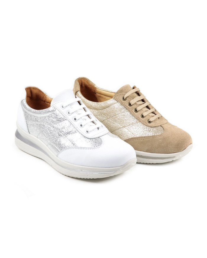 Zapatos Lady Ginova con piel metálica