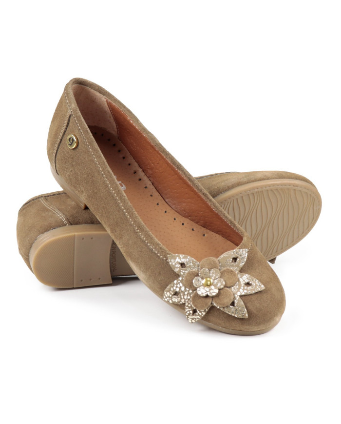 Sabrina Taupe de Mulher Ginova com Flor