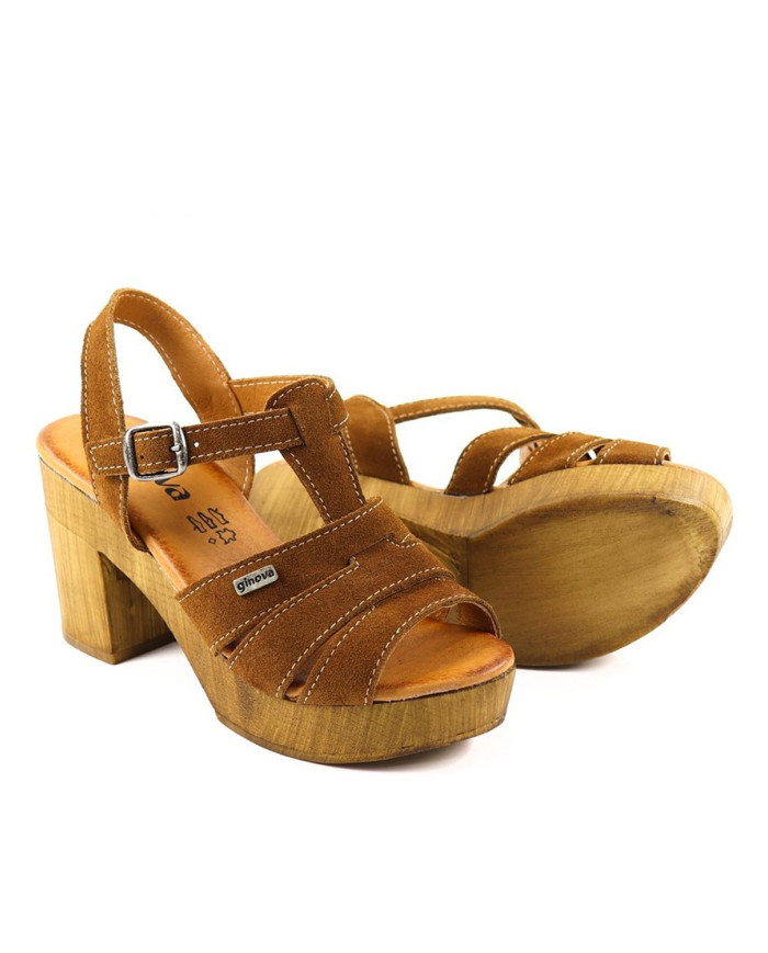 Ladies Sandals Compensated Camel de Tiras Ginova